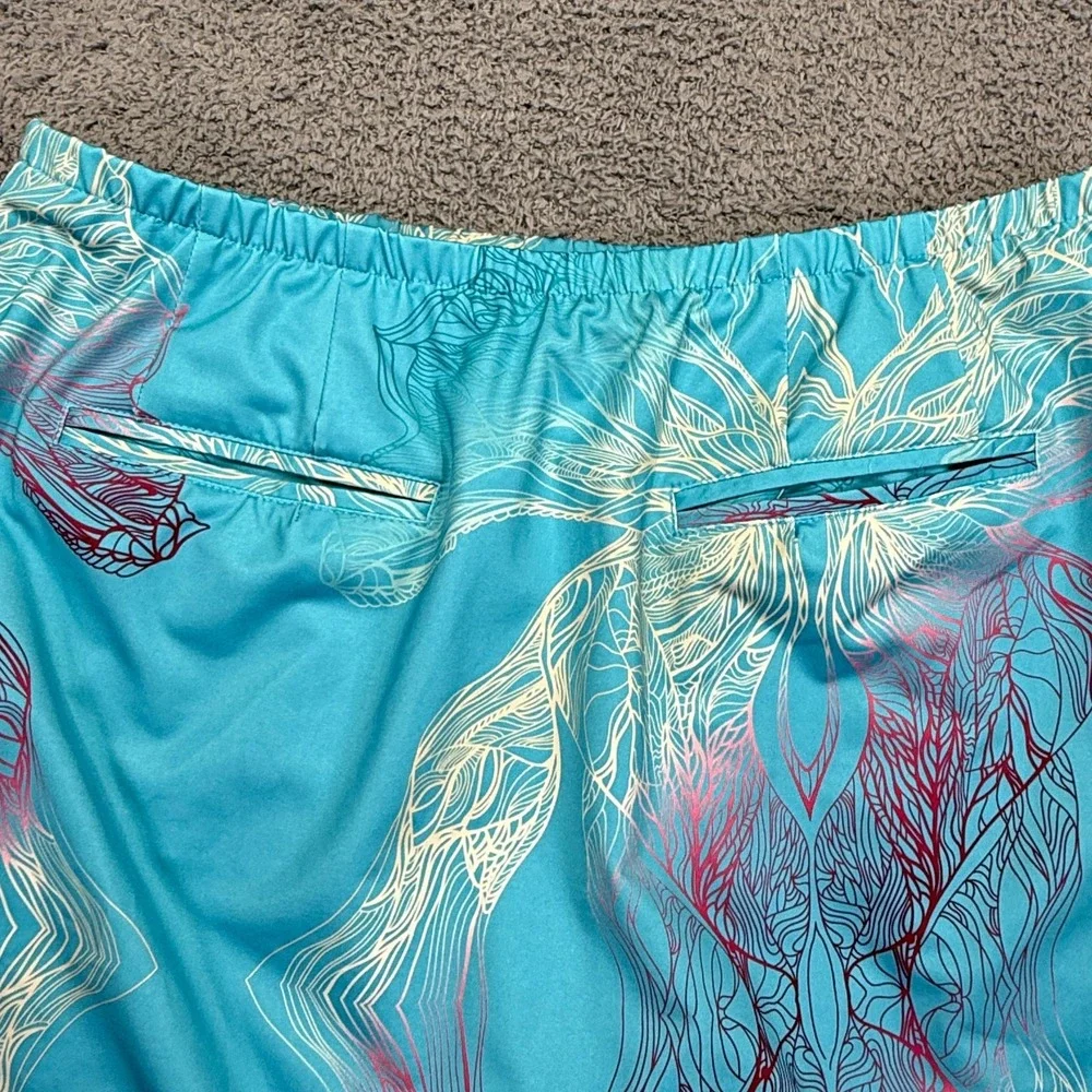 Nike Golf Skort Womens Medium Blue Abstract Print FIT DRY Pockets Skirt Preppy